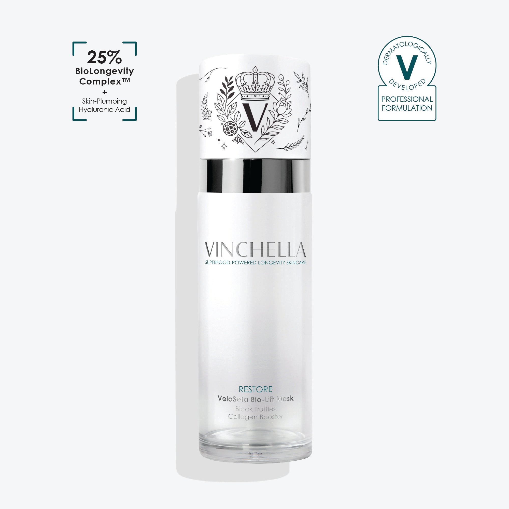 Vinchella VeloSeta Bio-Lift Silk Mask with Black & White Truffle and Hyaluronic Acid