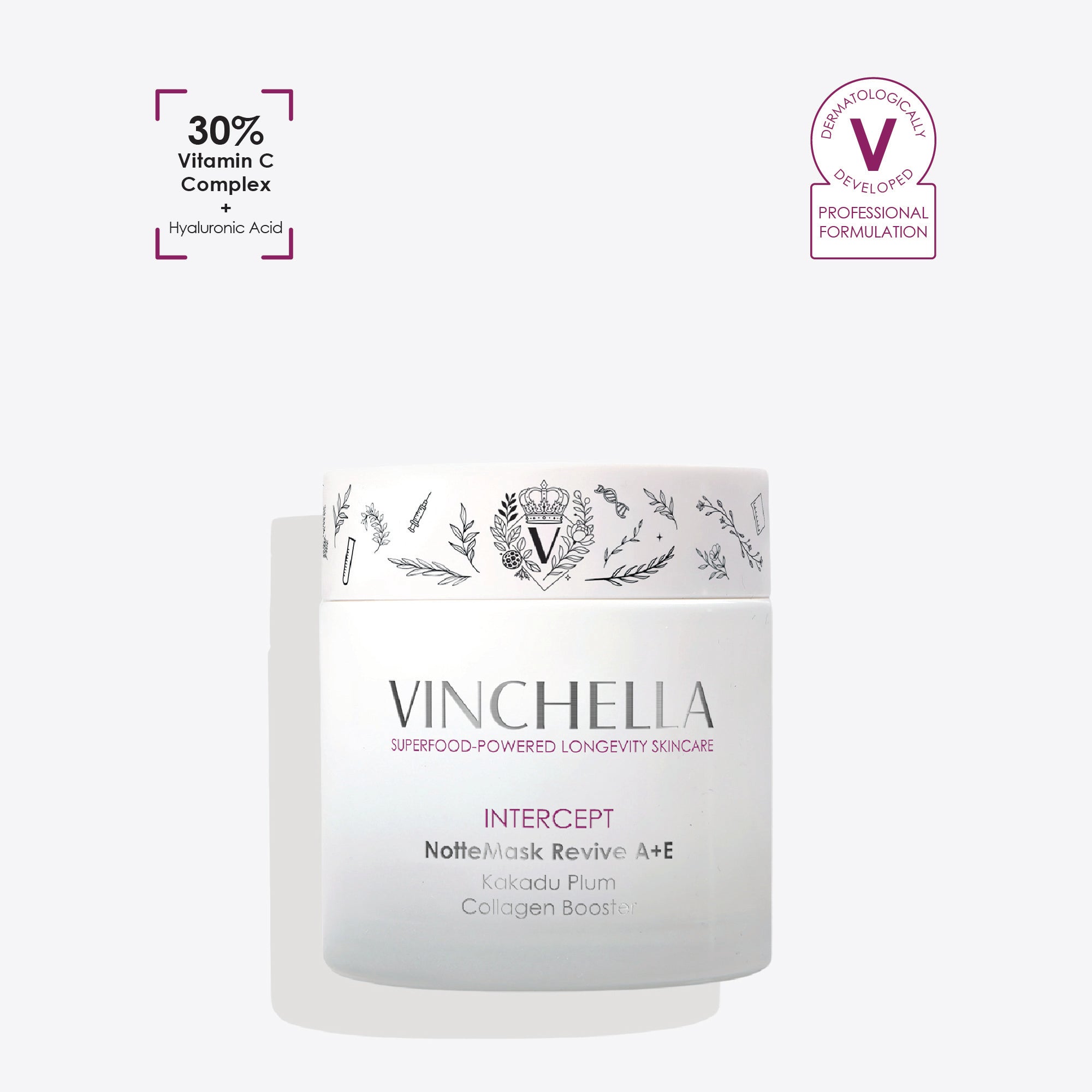 Vinchella NotteMask Revive A+C+E color-changing overnight mask with Kakadu Plum and Vitamin A, C, and E